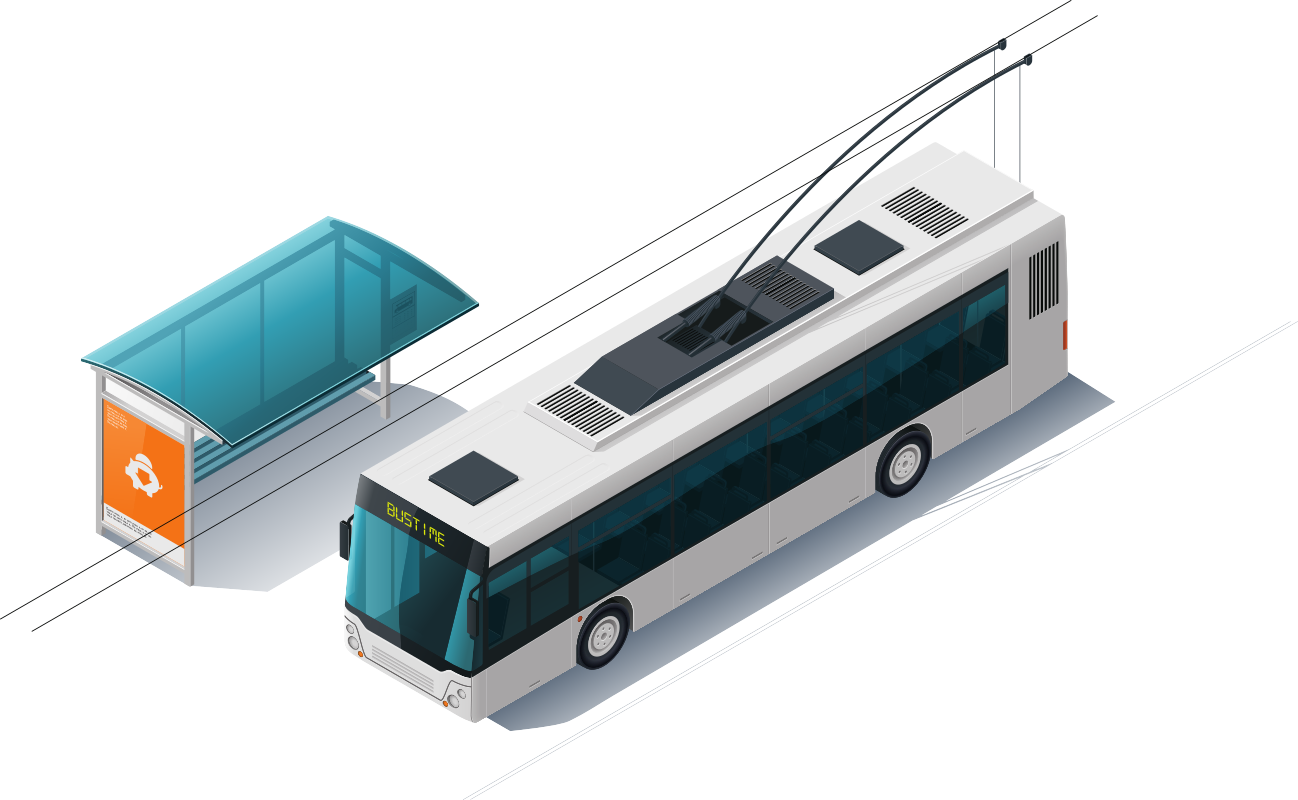 троллейбус рядом с остановкой
